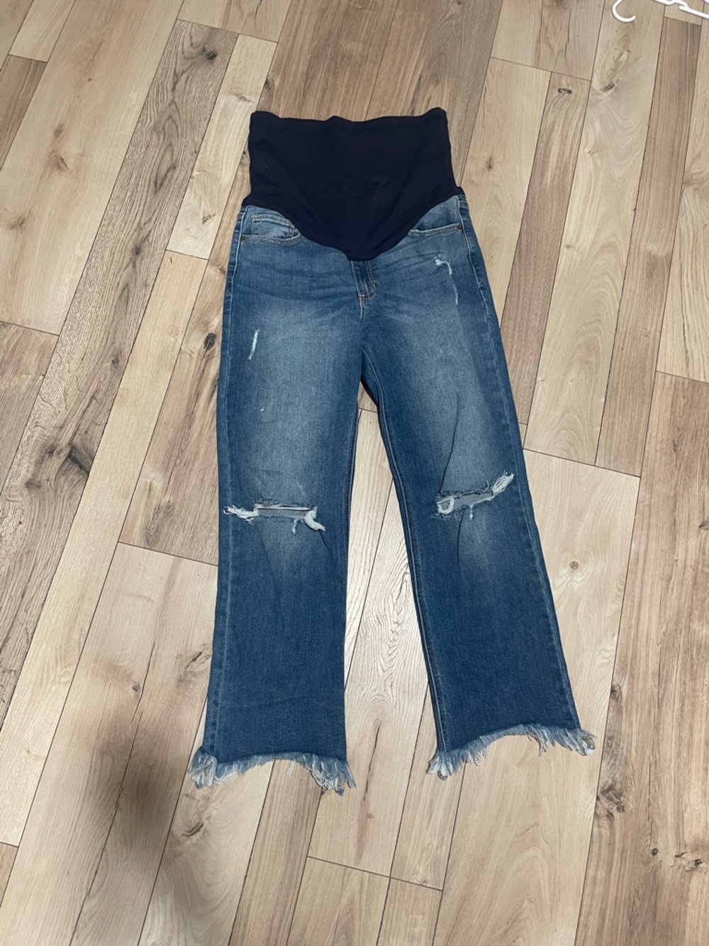 Pinkblush Distressed Ankle Maternity Jeans - Dark Blue